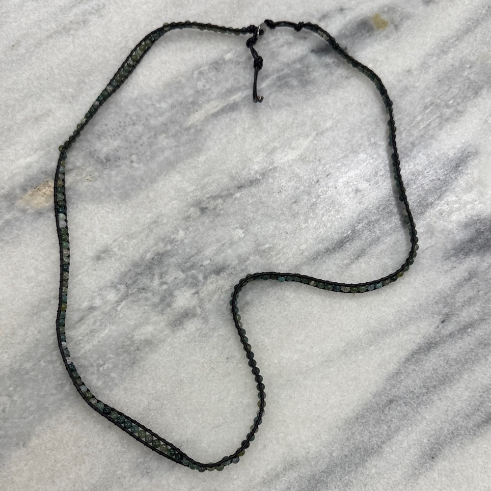 Chic Beaded Necklace with Black and Green Accents